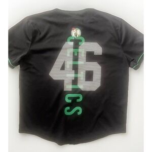 Vintage Boston Celtics NBA Jersey Sz XL Black Button Up Baseball Style‎ #46 EUC